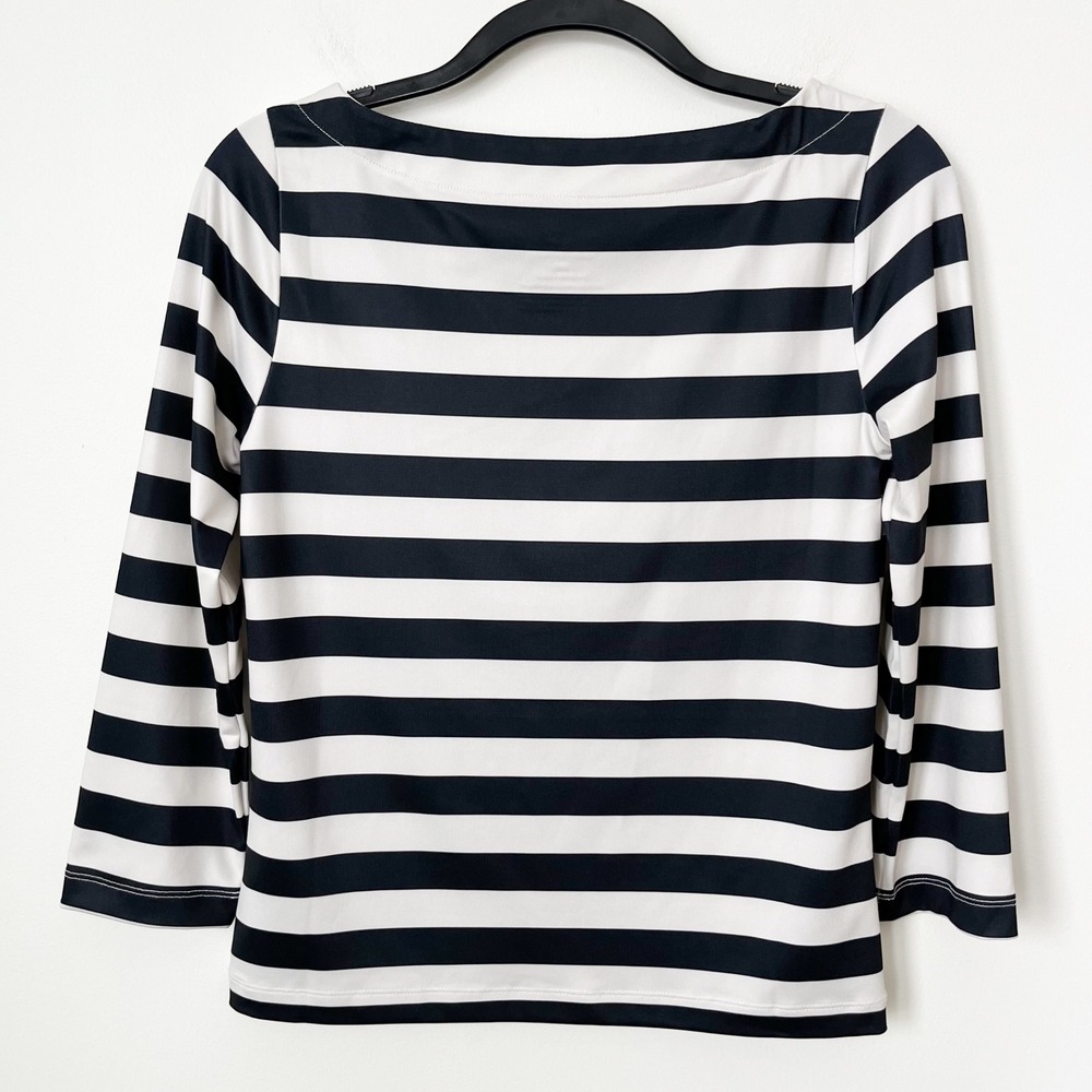 NWT Dudley Stephens Bar Harbor Boatneck Top Black Cream Cabana‎ Stripe Womens XS - Picture 5 of 9